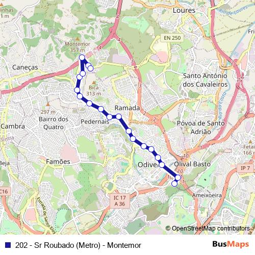 202 - Sr Roubado (Metro) - Montemor bus Line Map