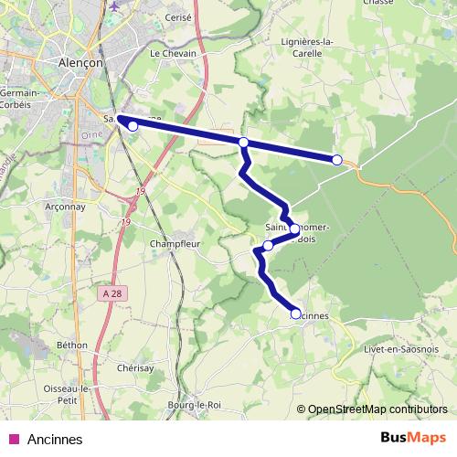 Ancinnes bus Line Map
