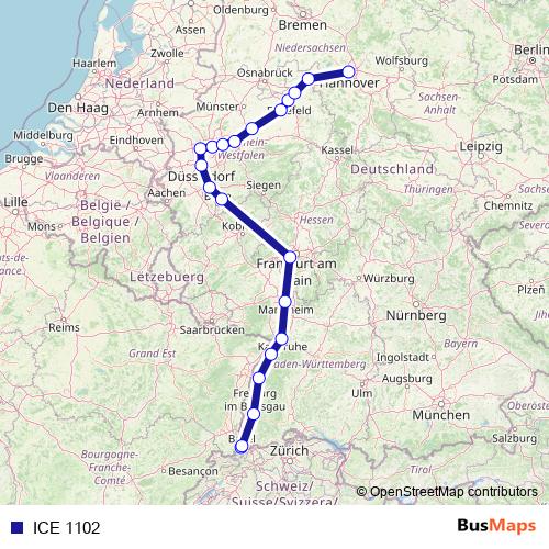 ICE 1102 rail Line Map