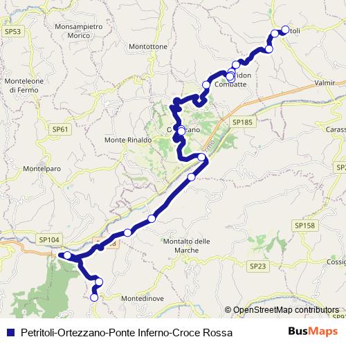 Petritoli-Ortezzano-Ponte Inferno-Croce Rossa bus Line Map