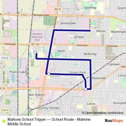 Mahone School Tripper bus Line Map