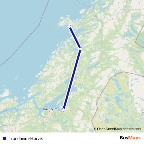 Trondheim-Rørvik air Line Map