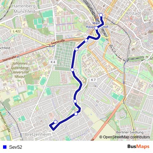 Sev52 bus Line Map