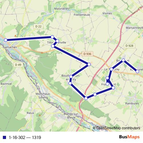 1-16-302 bus Line Map