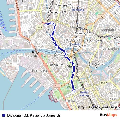 Divisoria T.M. Kalaw via Jones Br bus Line Map
