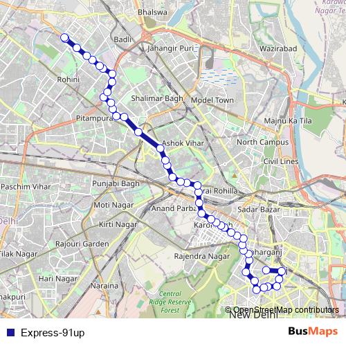 Express-91up bus Line Map