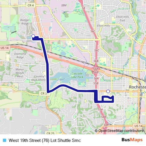 West 19th Street (76) Lot Shuttle Smc bus Line Map