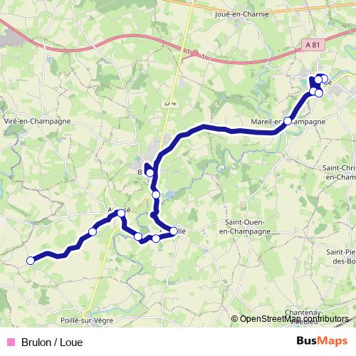 Brulon / Loue bus Line Map