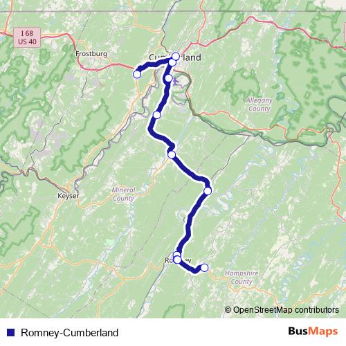 Romney-Cumberland bus Line Map