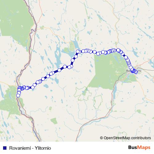 Rovaniemi - Ylitornio bus Line Map
