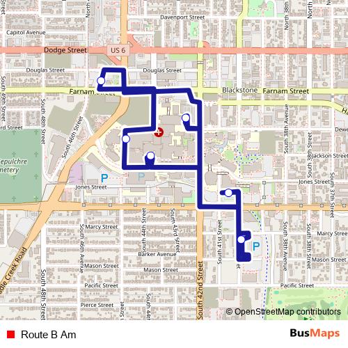 Route B Am bus Line Map
