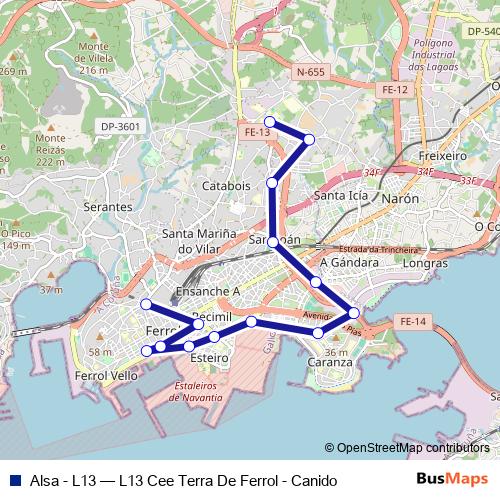 Alsa - L13 bus Line Map