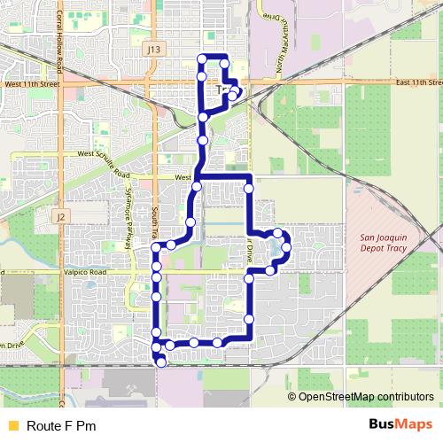 Route F Pm bus Line Map