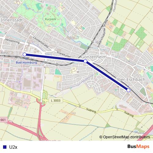 U2x bus Line Map
