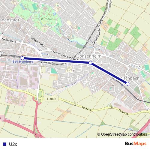 U2x bus Line Map