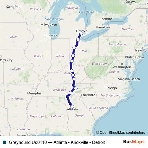 Greyhound Us0110 bus Line Map