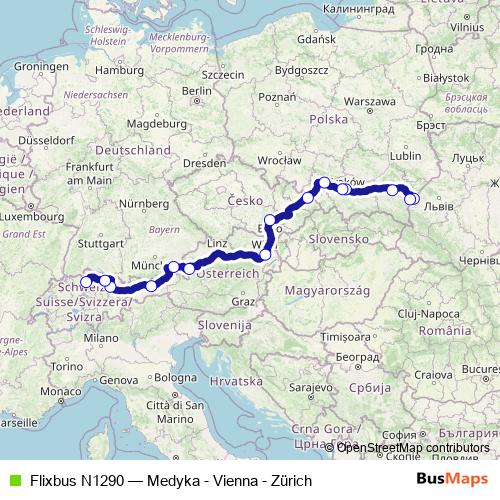 Flixbus N1290 bus Line Map