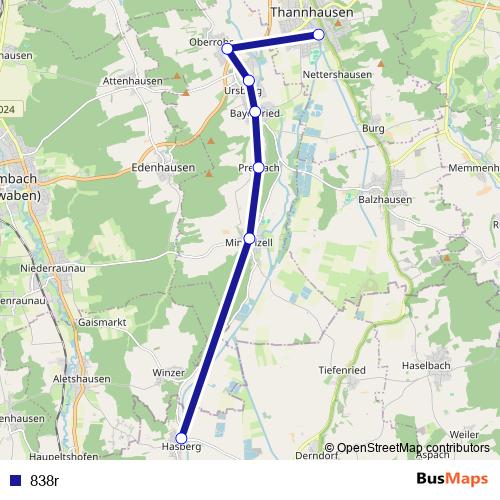 838r bus Line Map