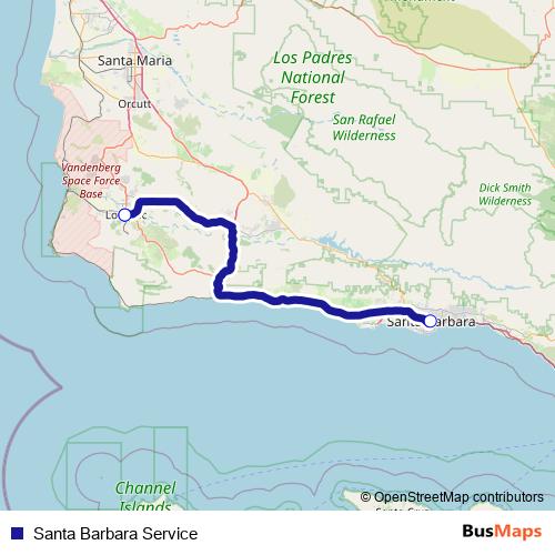 Santa Barbara Service bus Line Map