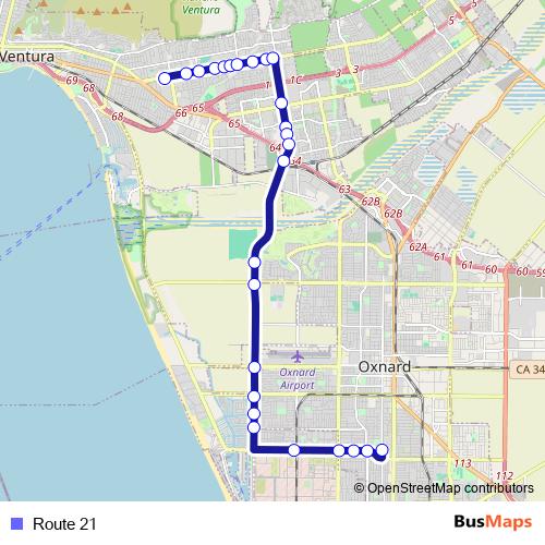 Route 21 bus Line Map