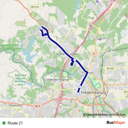 Route 21 bus Line Map