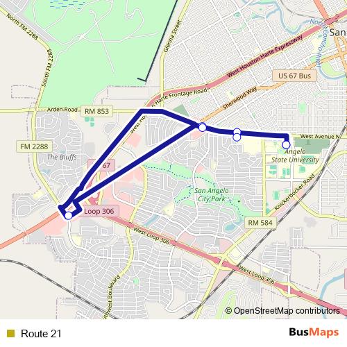 Route 21 bus Line Map