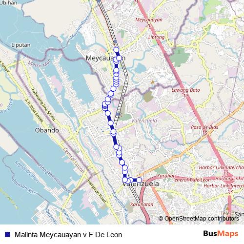 Malinta Meycauayan v F De Leon bus Line Map