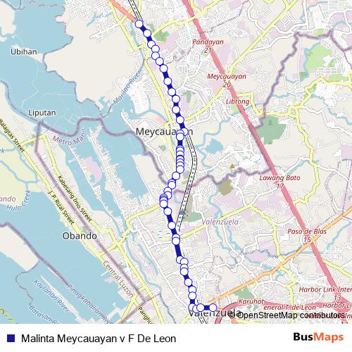 Malinta Meycauayan v F De Leon bus Line Map