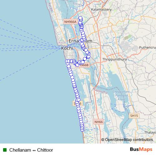 Chellanam ↔ Chittoor bus Line Map