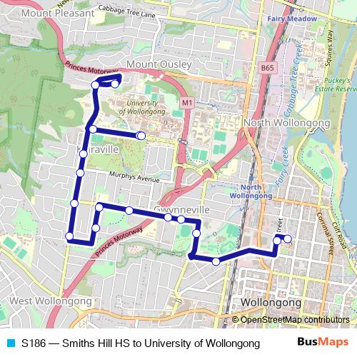 S186 bus Line Map