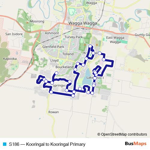 S186 bus Line Map