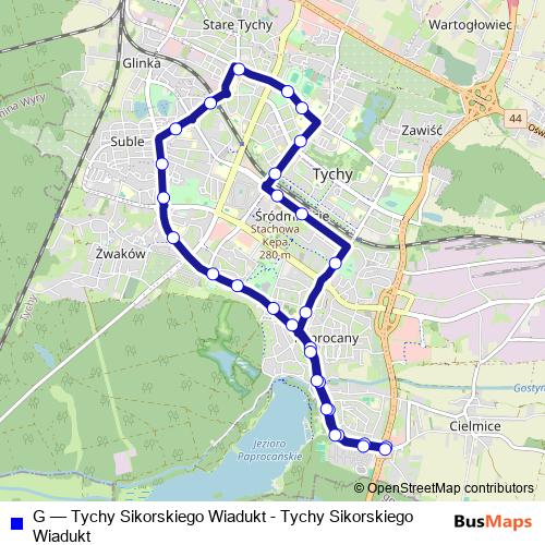 G trolleybus Line Map