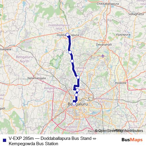V-EXP 285m bus Line Map