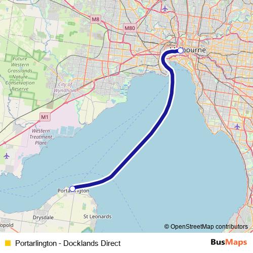 Portarlington - Docklands Direct ferry Line Map