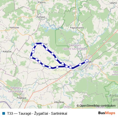 T33 bus Line Map