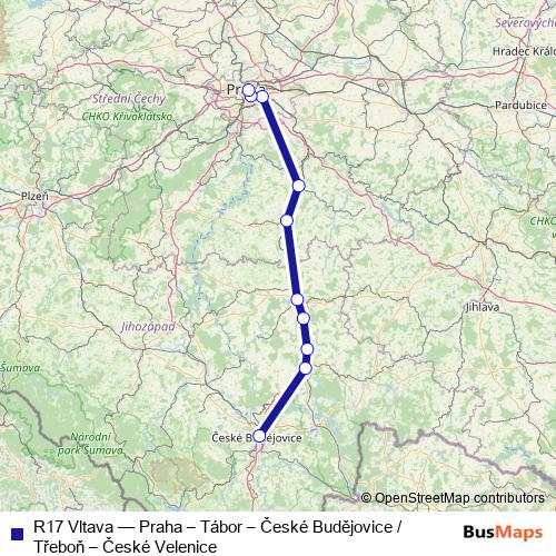 R17 Vltava rail Line Map