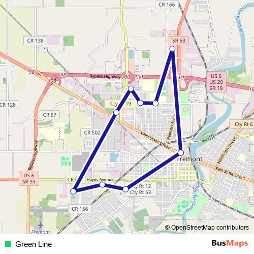 Green Line bus Line Map