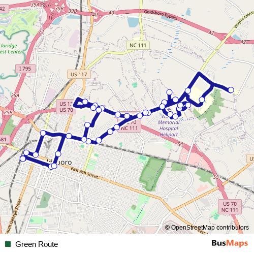 Green Route bus Line Map