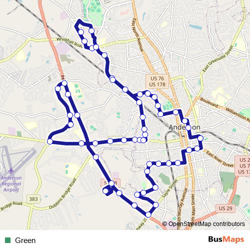 Green bus Line Map