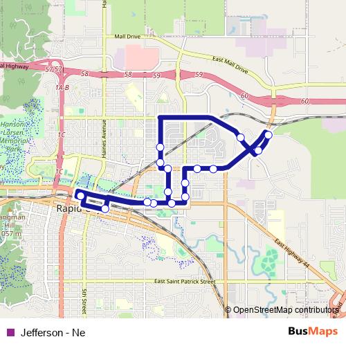 Jefferson - Ne bus Line Map