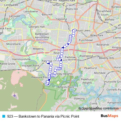 923 bus Line Map