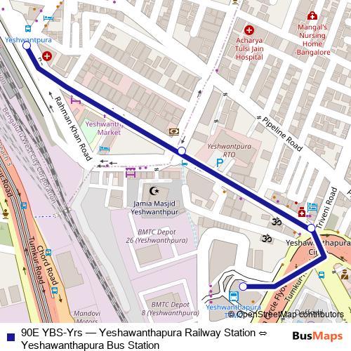 90E YBS-Yrs bus Line Map