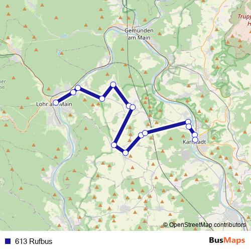 613 Rufbus bus Line Map