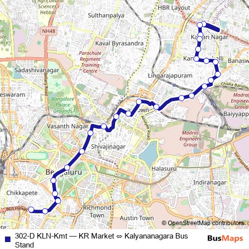 302-D KLN-Kmt bus Line Map