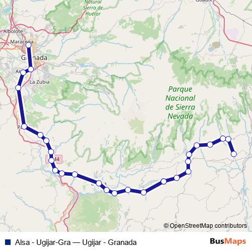 Alsa - Ugijar-Gra bus Line Map