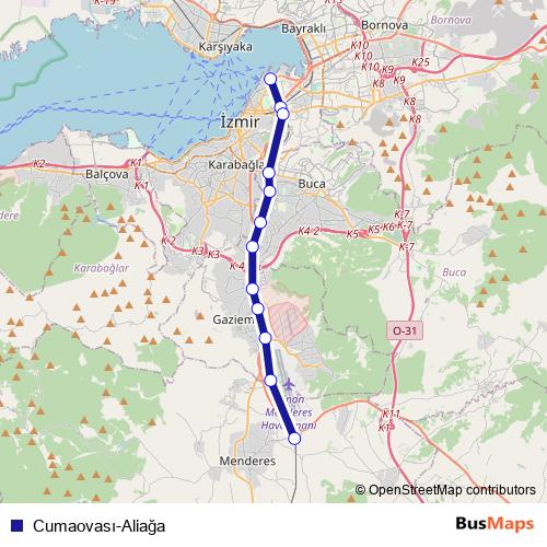 Cumaovası-Aliağa rail Line Map