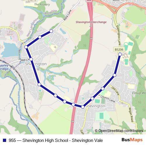 955 bus Line Map
