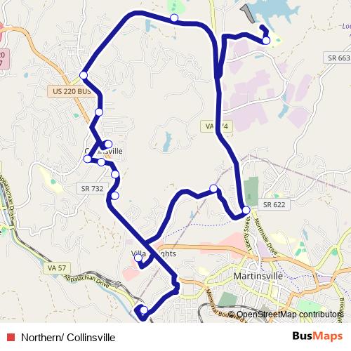 Northern/ Collinsville bus Line Map
