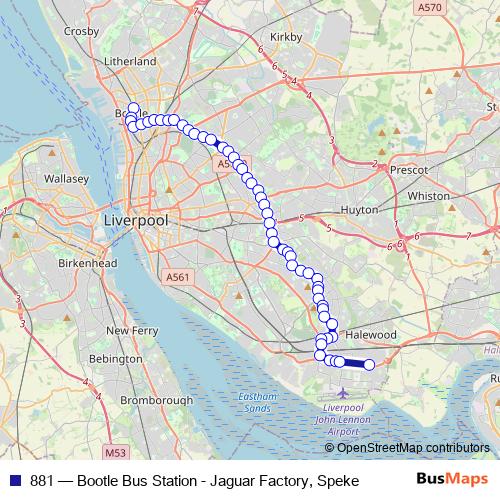881 bus Line Map