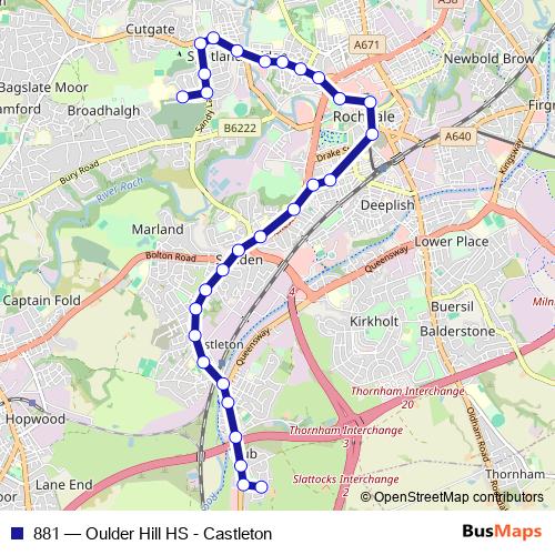 881 bus Line Map
